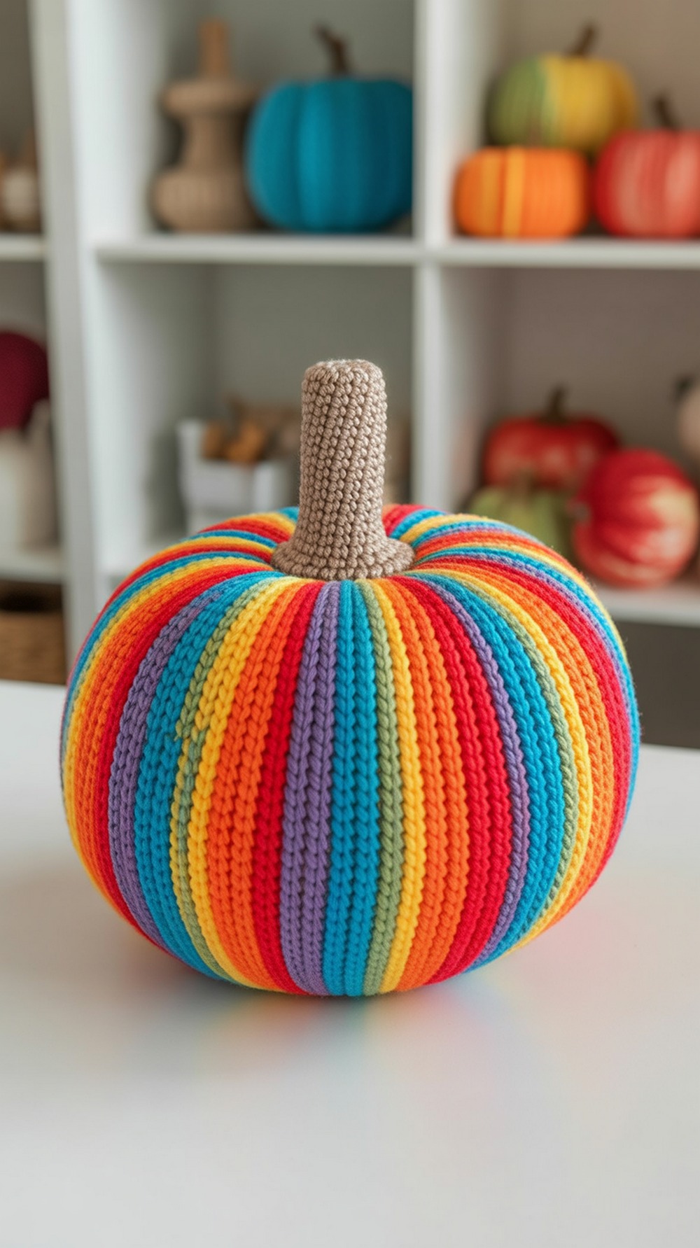 Rainbow Stripe Crochet Pumpkin