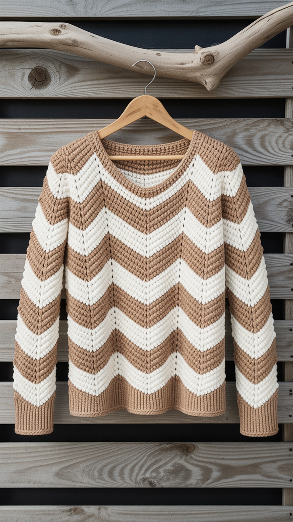 Textured Chevron Crochet Sweater