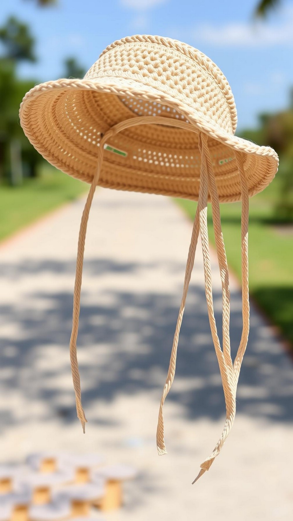Tie Back Crochet Raffia Sun Visor