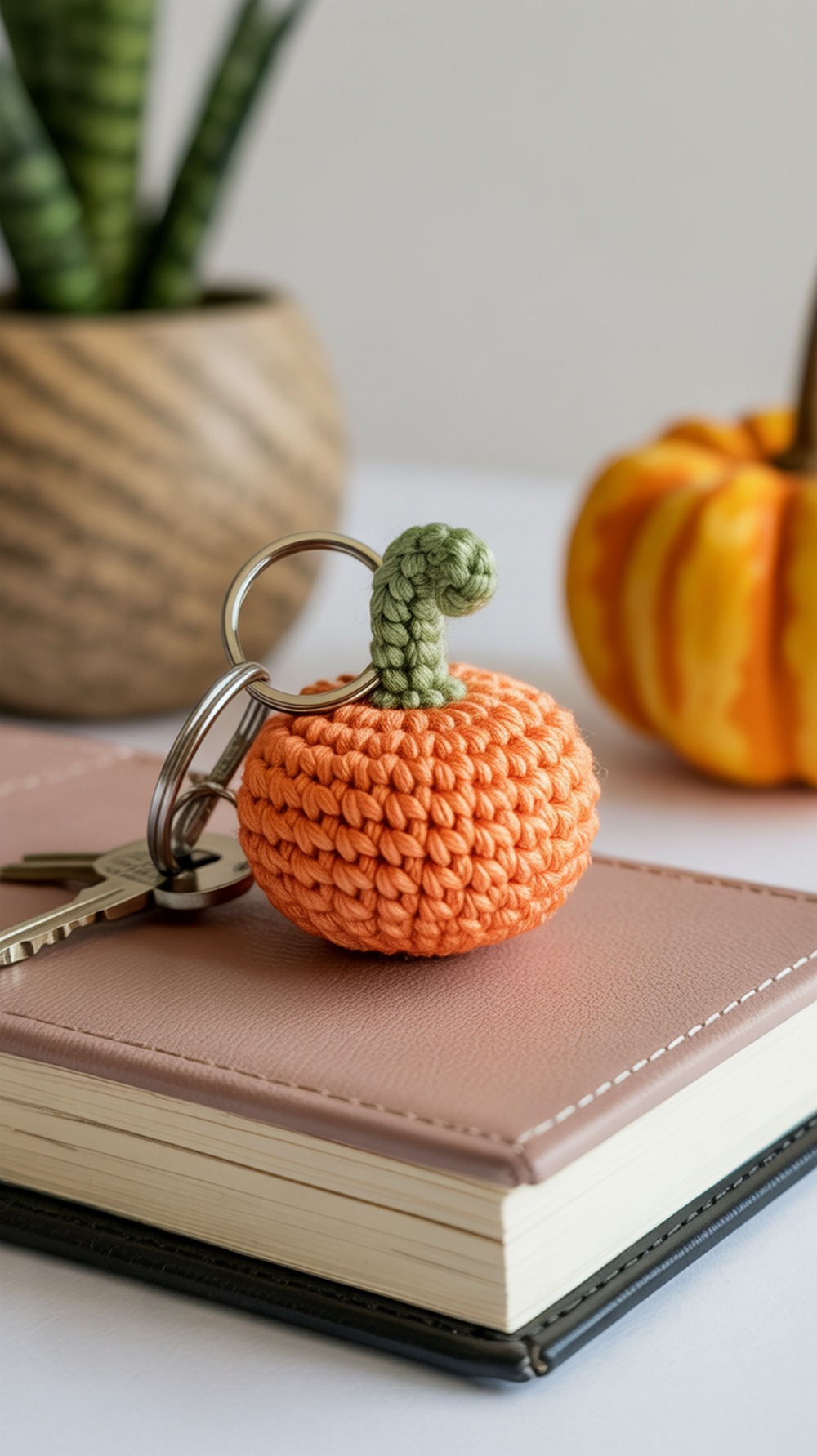 Tiny Keychain Crochet Pumpkin