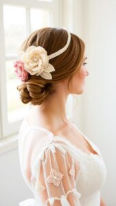 Vintage Rose Cluster Crochet Flower Headband