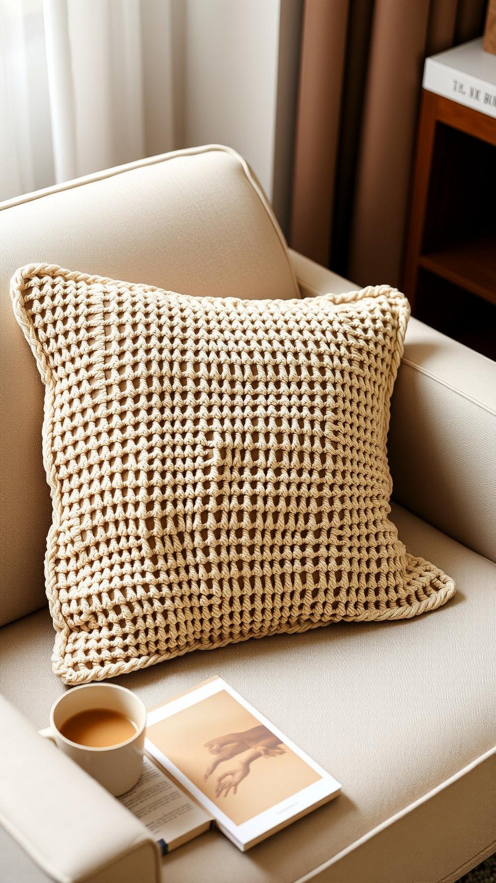 Waffle Stitch Crochet Pillow Cover