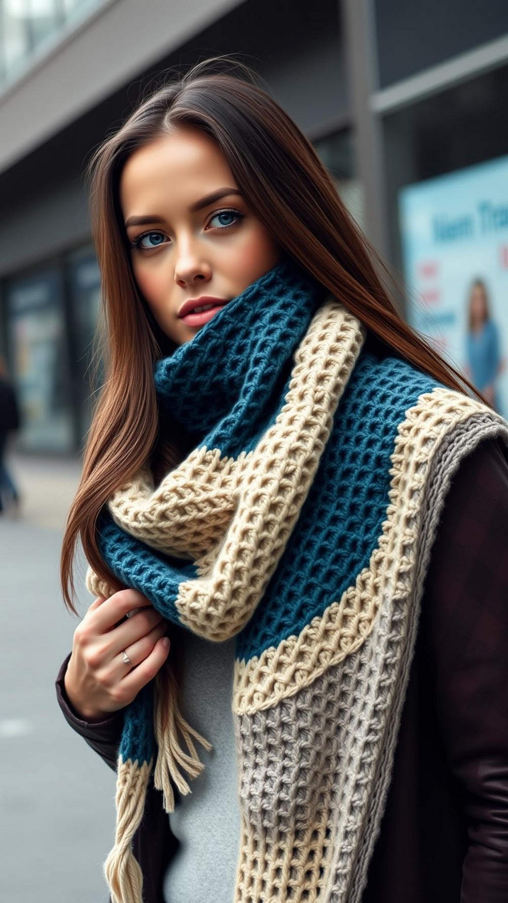 Waffle Stitch Crochet Scarf