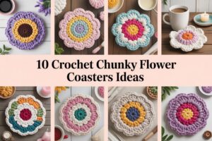 Crochet Chunky Flower Coasters Ideas