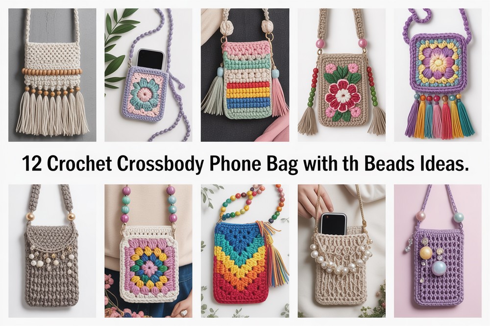 Crochet Crossbody Phone Bag with Beads Ideas