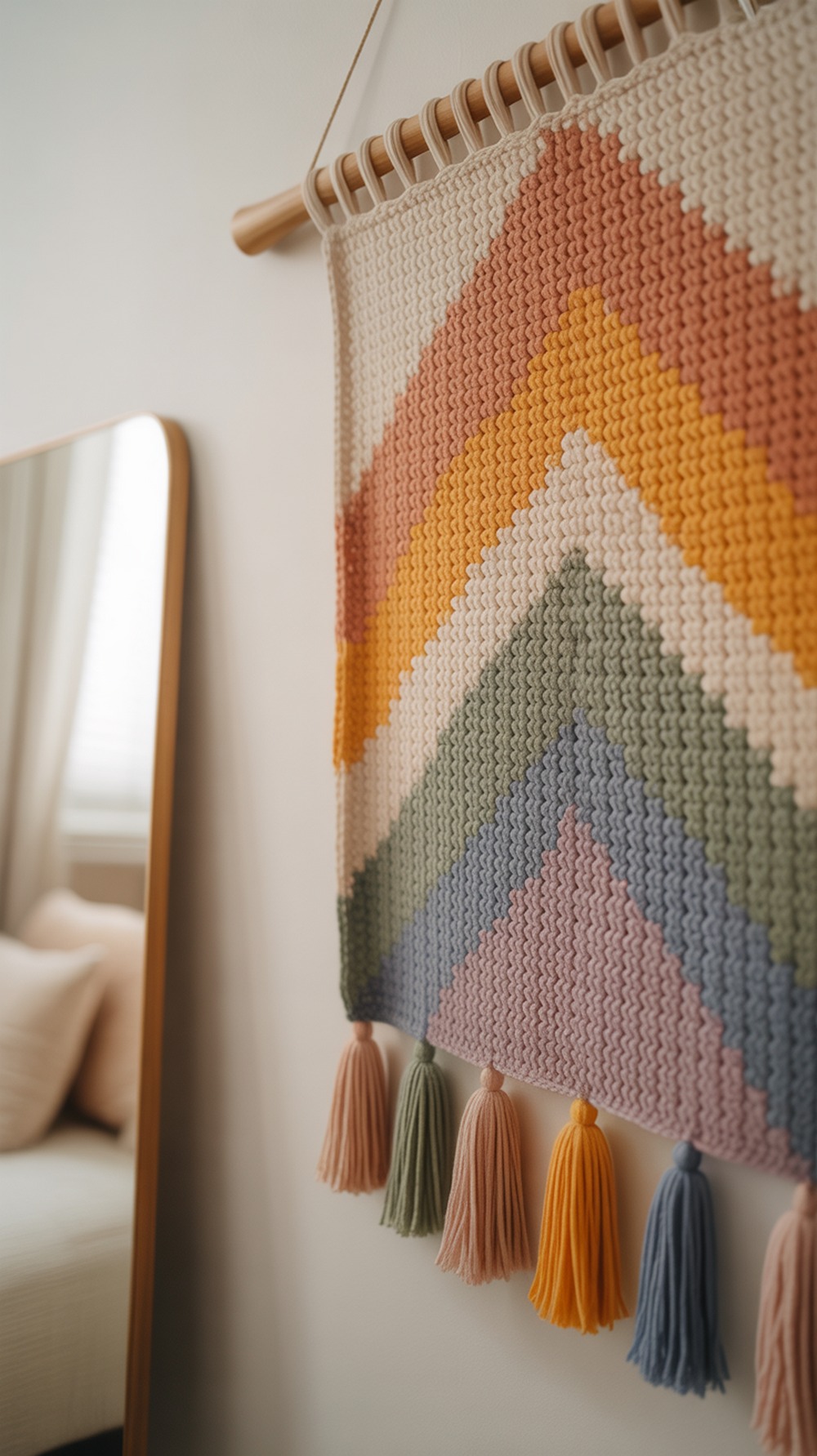 Autumn Pastel Pixel Rainbow Tapestry