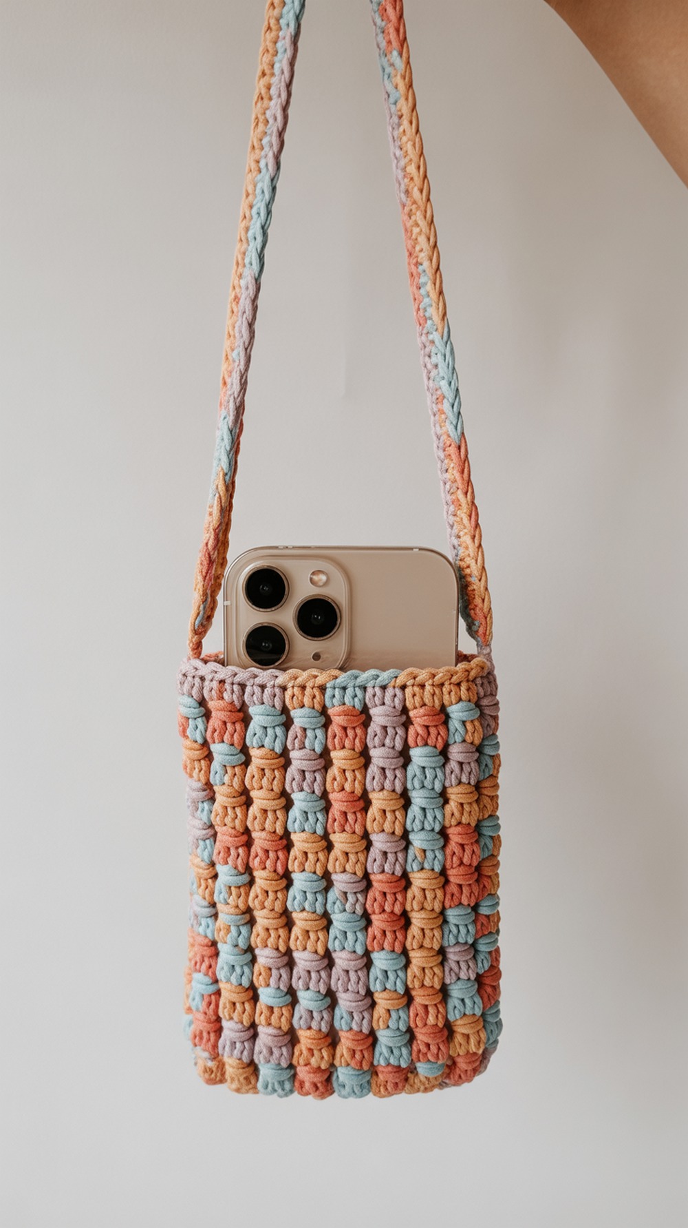 Beaded Phone Pouch (Colorful Video Pattern)