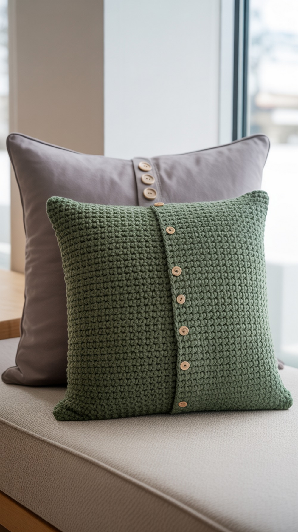 Beginner Button Back Tunisian Pillow