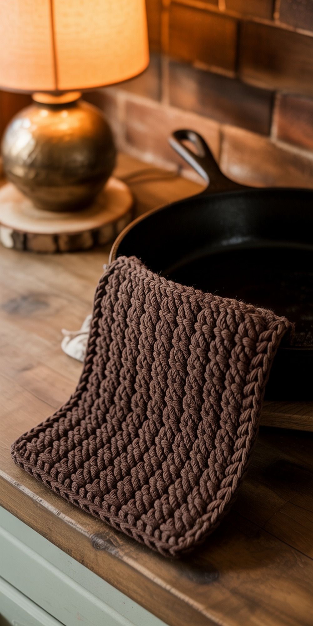Brown Waffle Weave Hot Pads