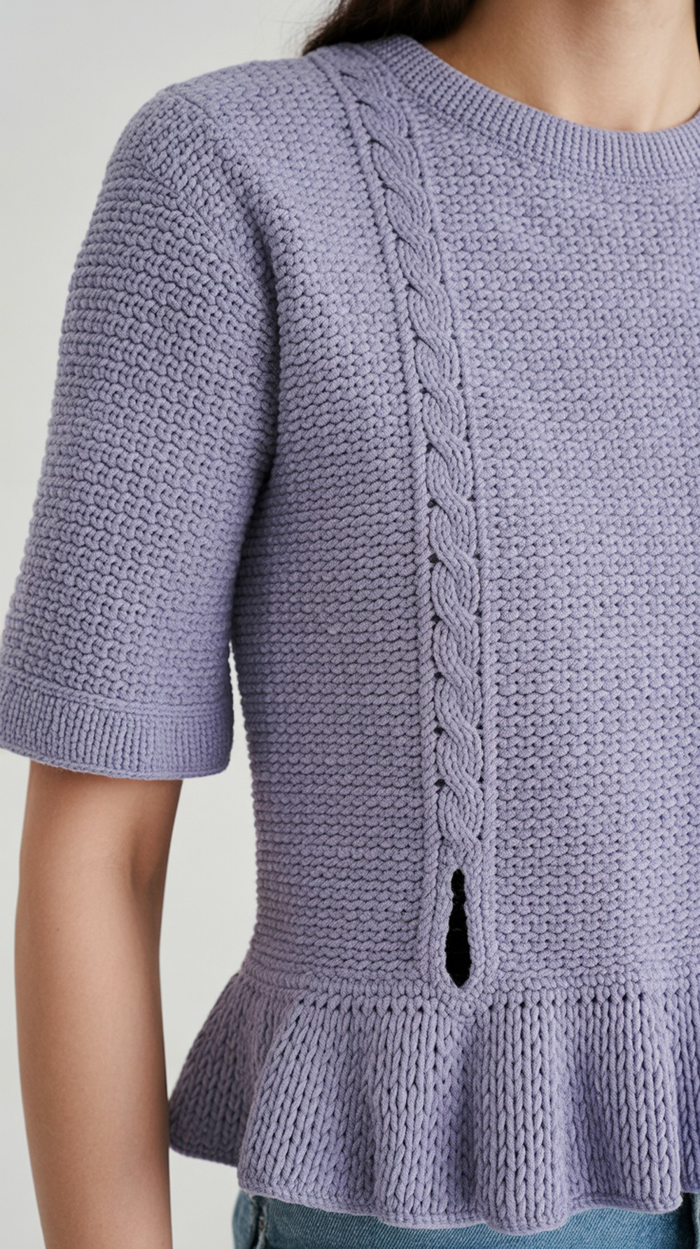 Cabled Peplum Tee