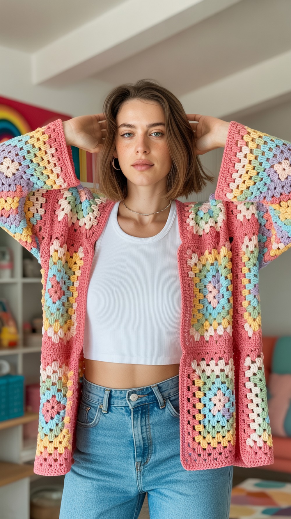 Candy Color Square Cardigan + Printable Planner