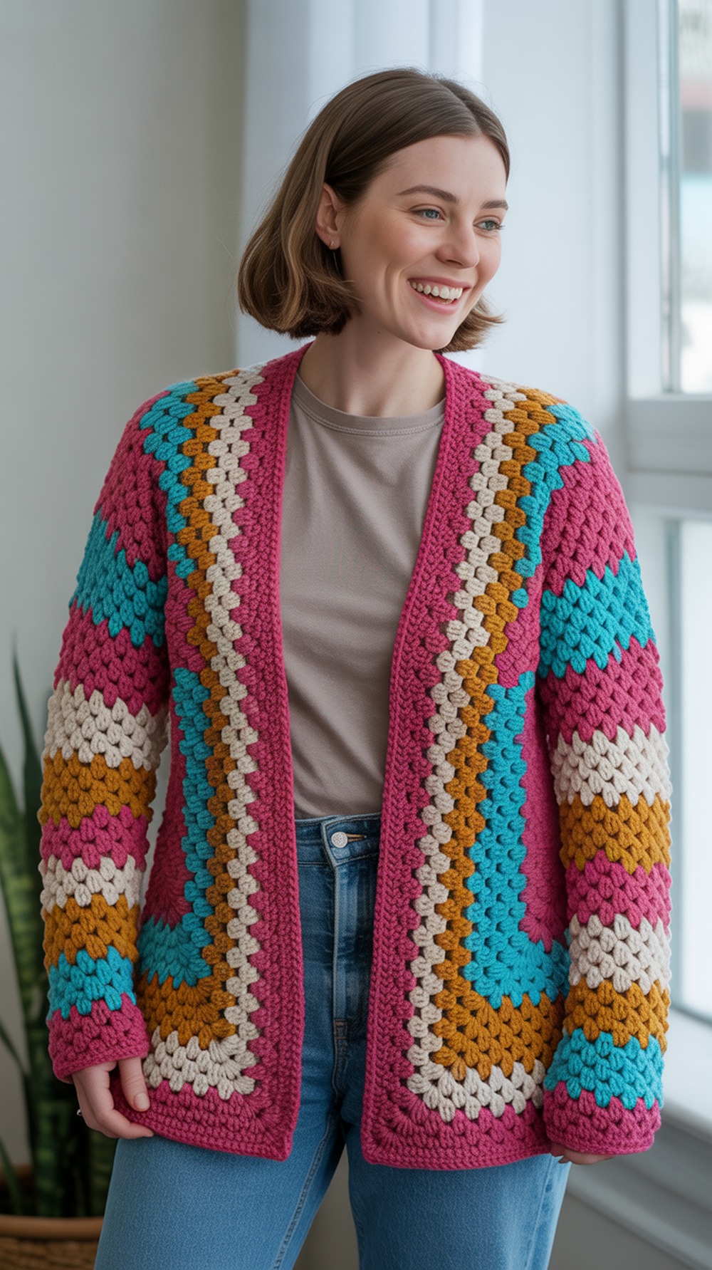 Candy Pop Easy Hexagon Cardigan