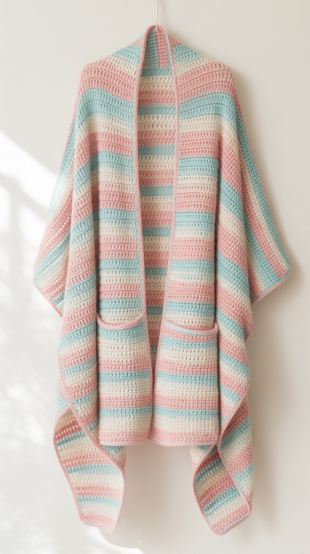 Caron Stripes & Texture Pocket Shawl