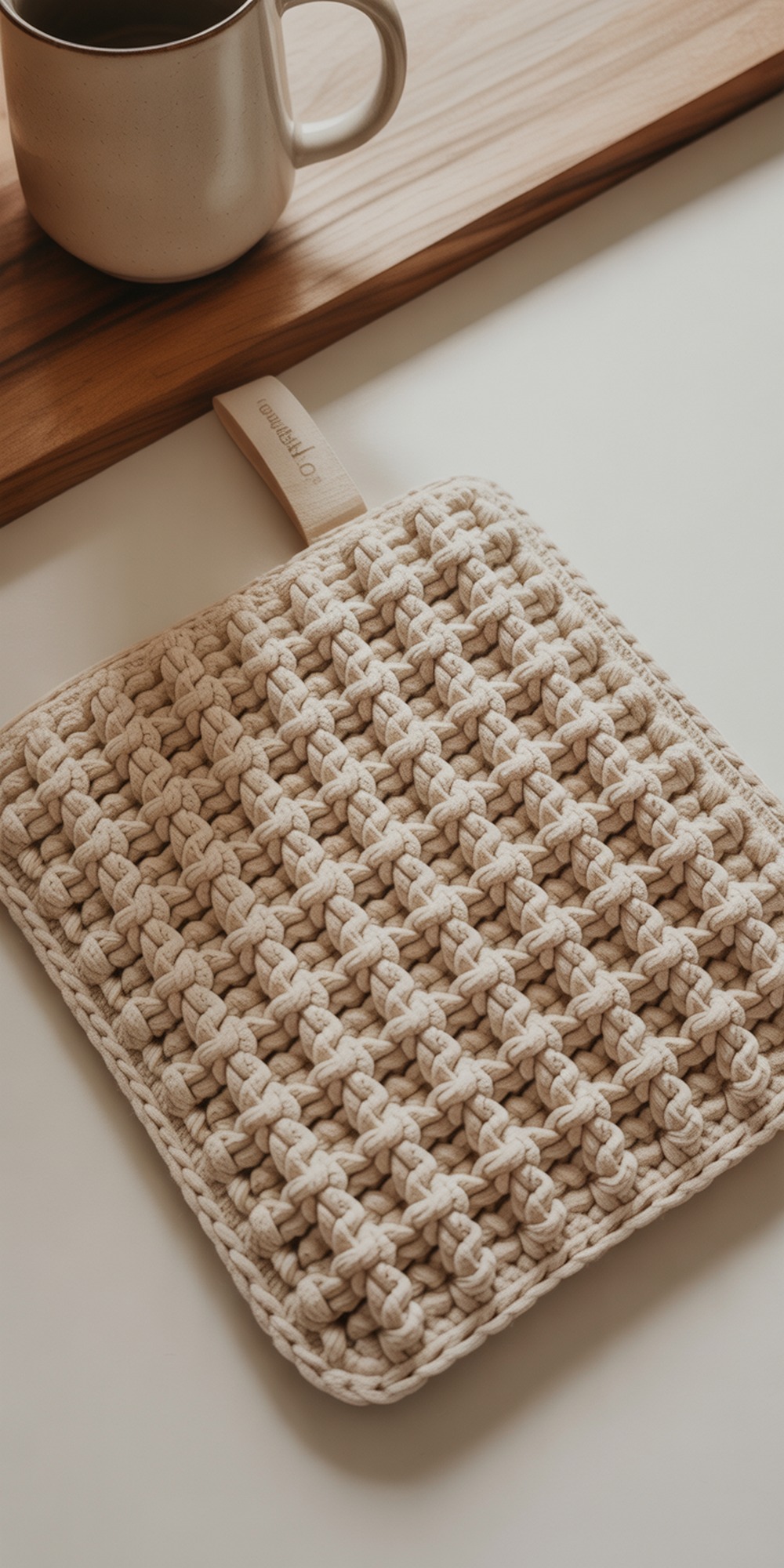 Classic Cream Waffle Stitch Hot Pad