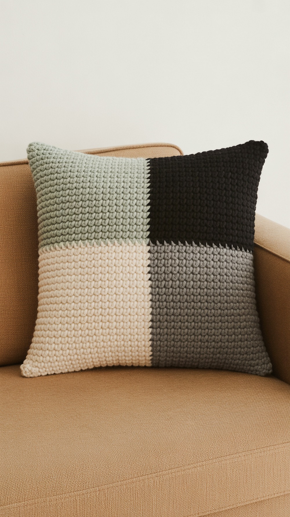 Colour Block Geo Tunisian Pillow