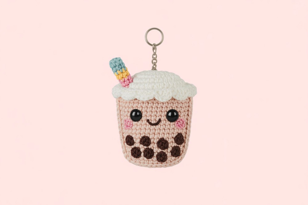 Crochet Boba Tea Amigurumi Keychain Pattern