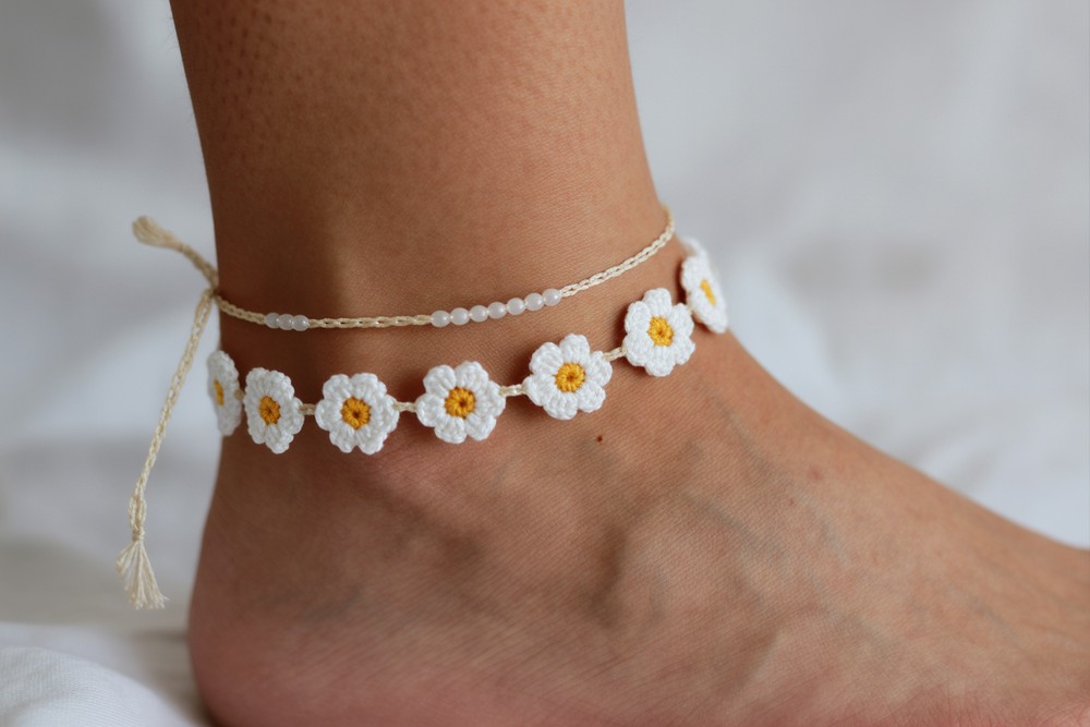 Crochet Daisy Chain Anklet