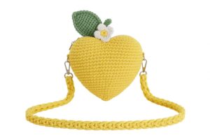 Crochet Lemon Heart Crossbody Bag