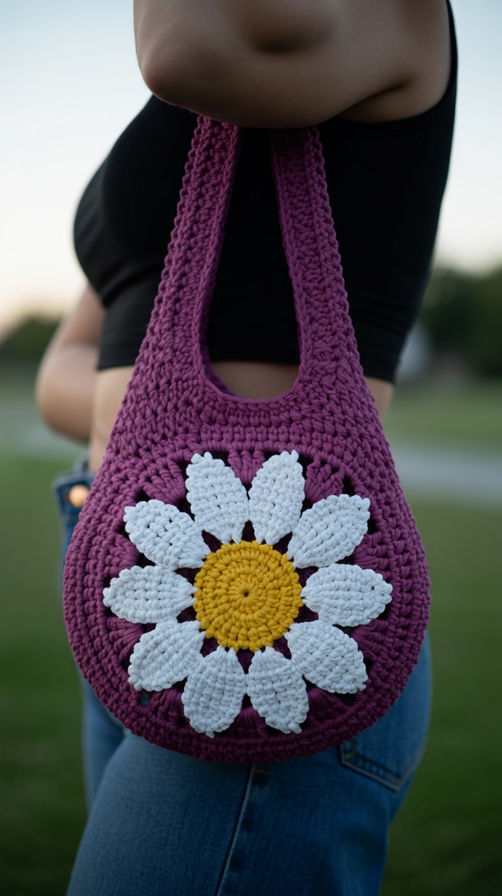 Daisy Granny Square Circle Bag