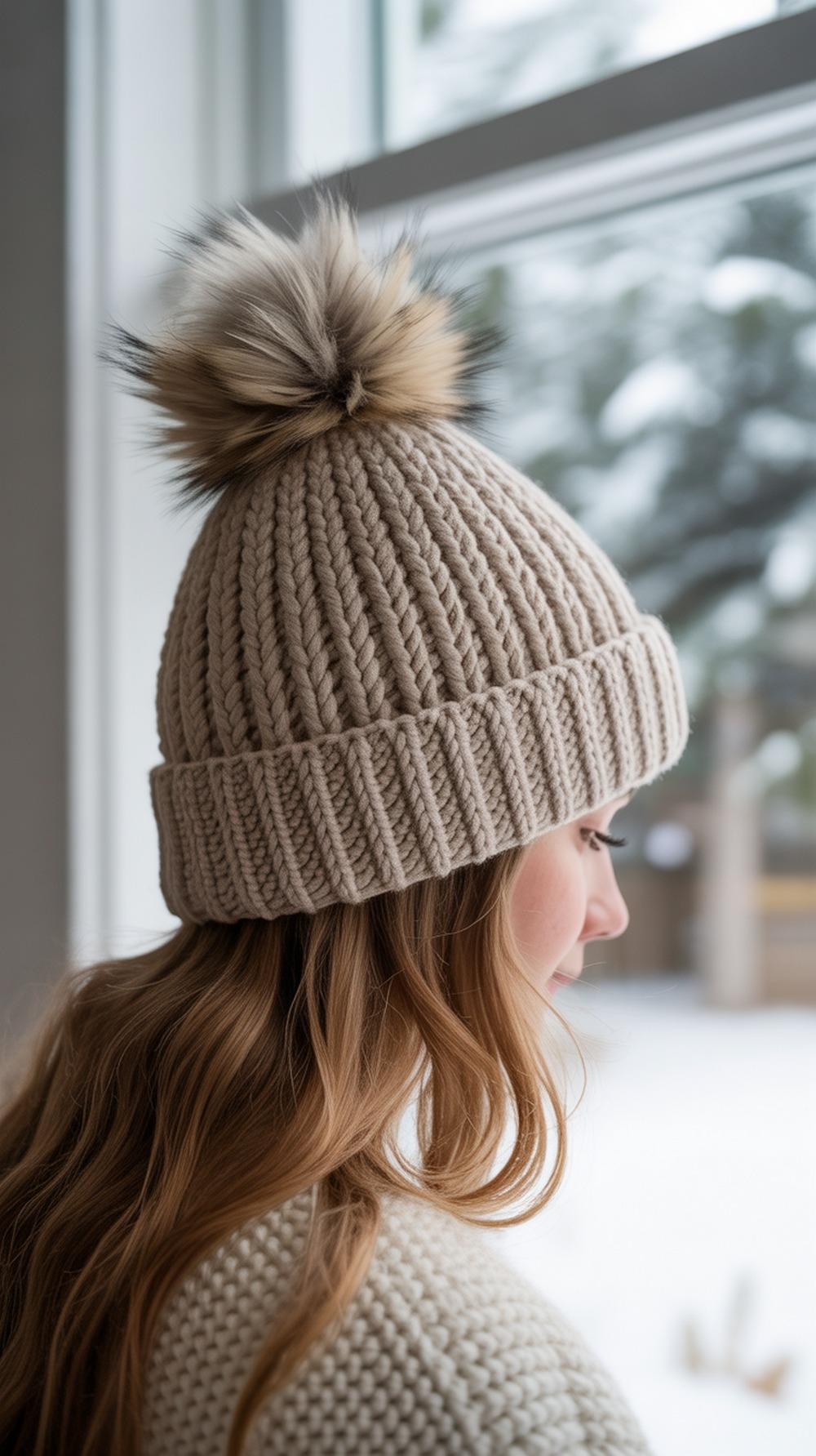 Double Brim Ribbed Beanie + Pom