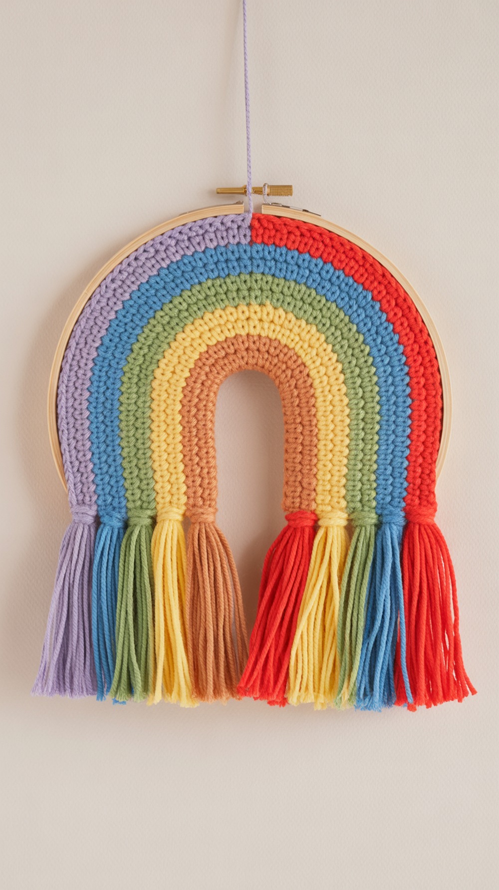 Embroidery Hoop Rainbow with Layered Fringe