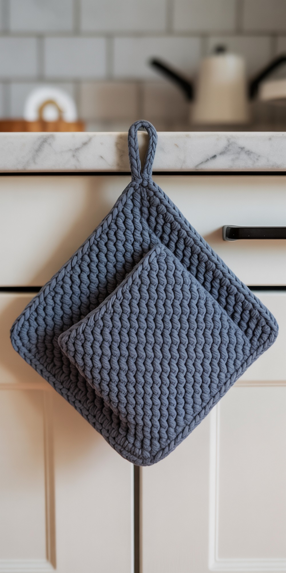 Navy Double Thick Waffle Hot Pad