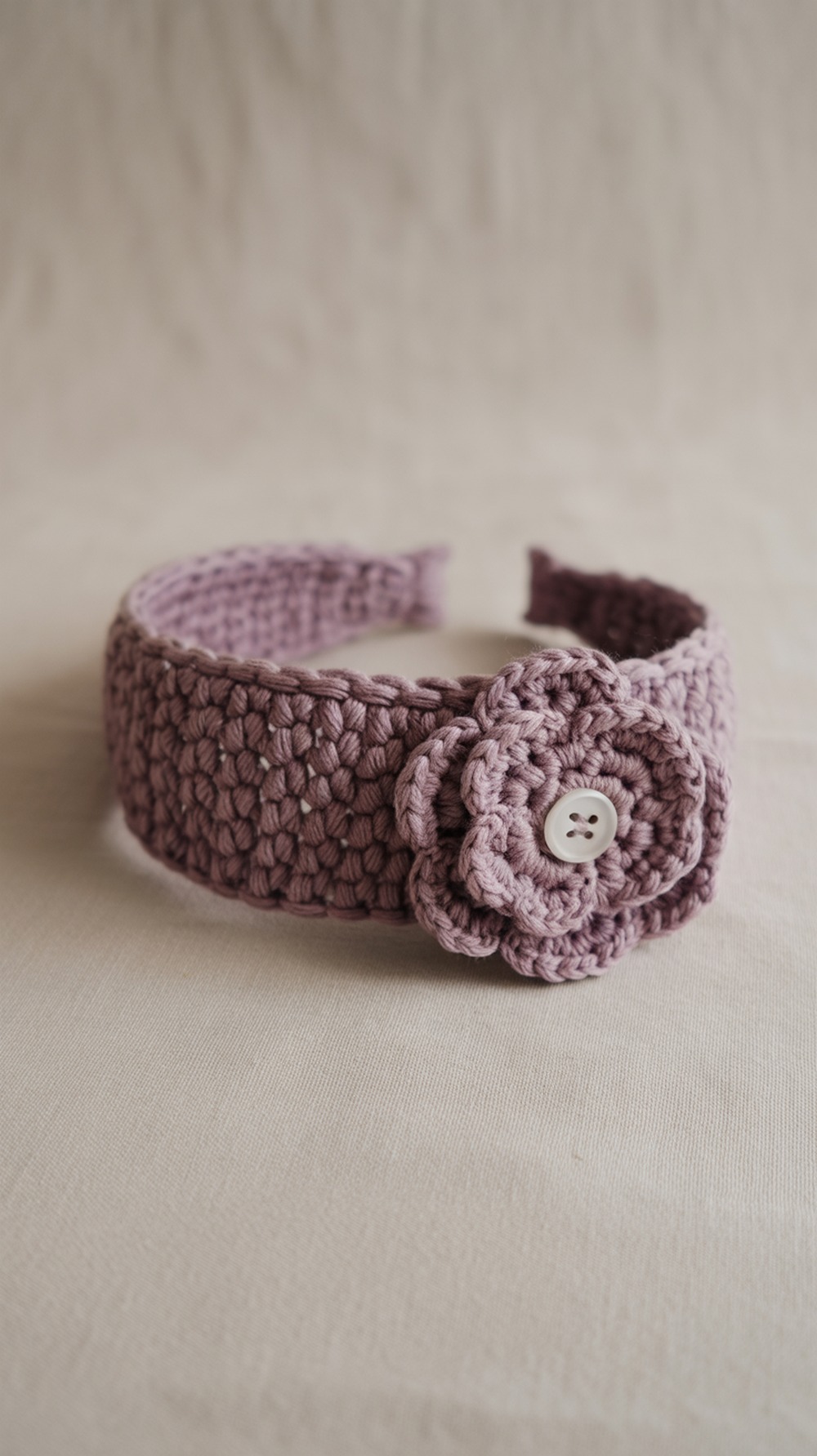 Red Heart Flower Buttoned Headband