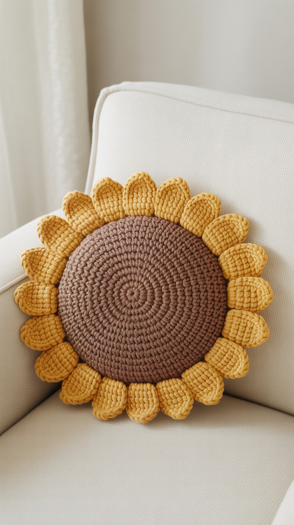Round Bobble Sunflower Pillow