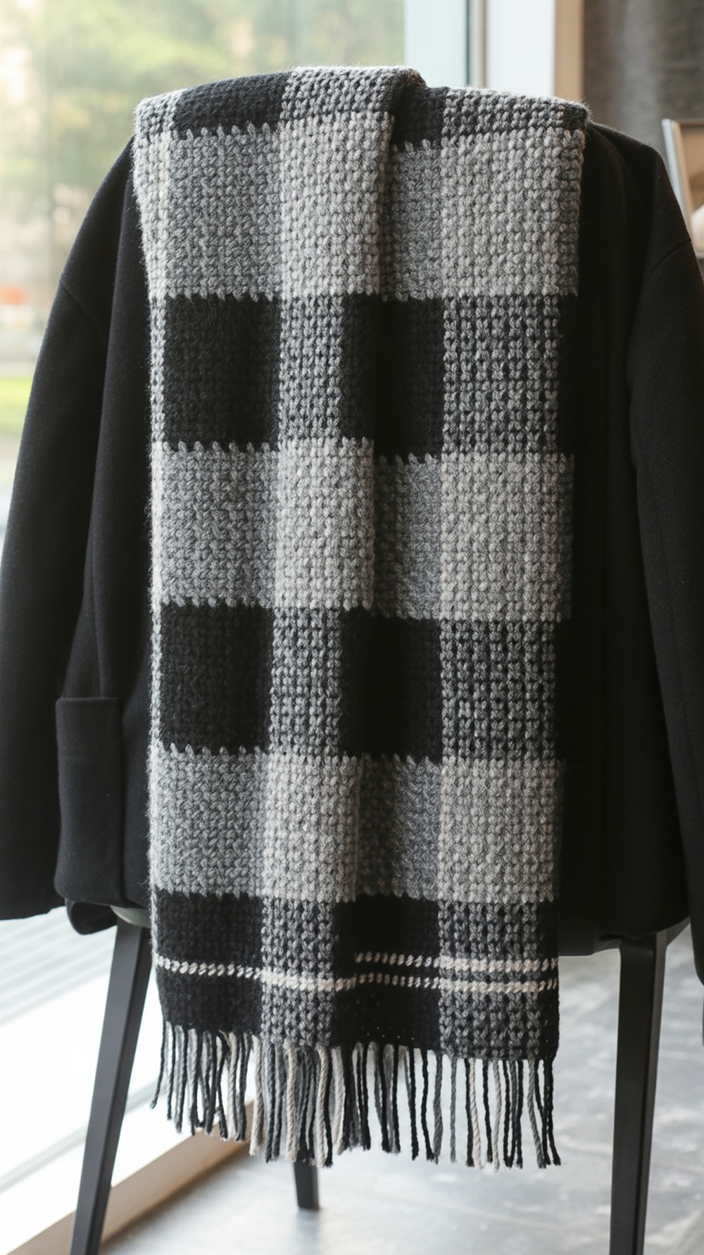 “Scotch on the Rocks” Moss Stitch Tartan