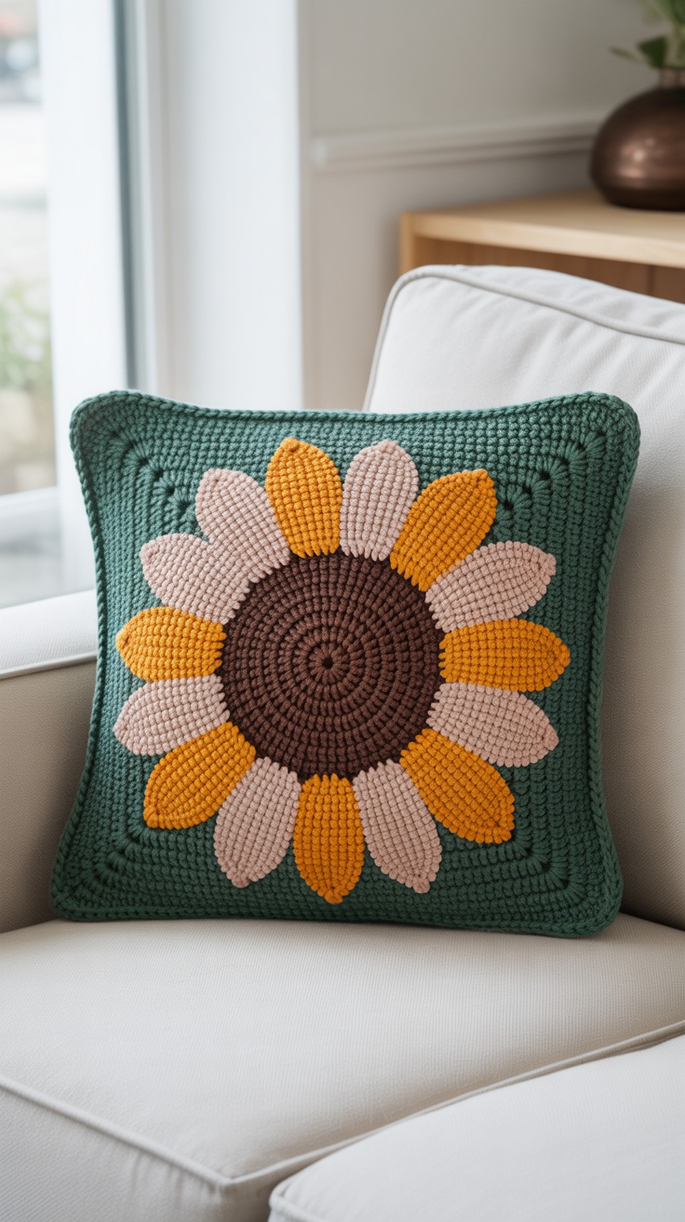 Tapestry Sunflower Cushion (Removable Cover)