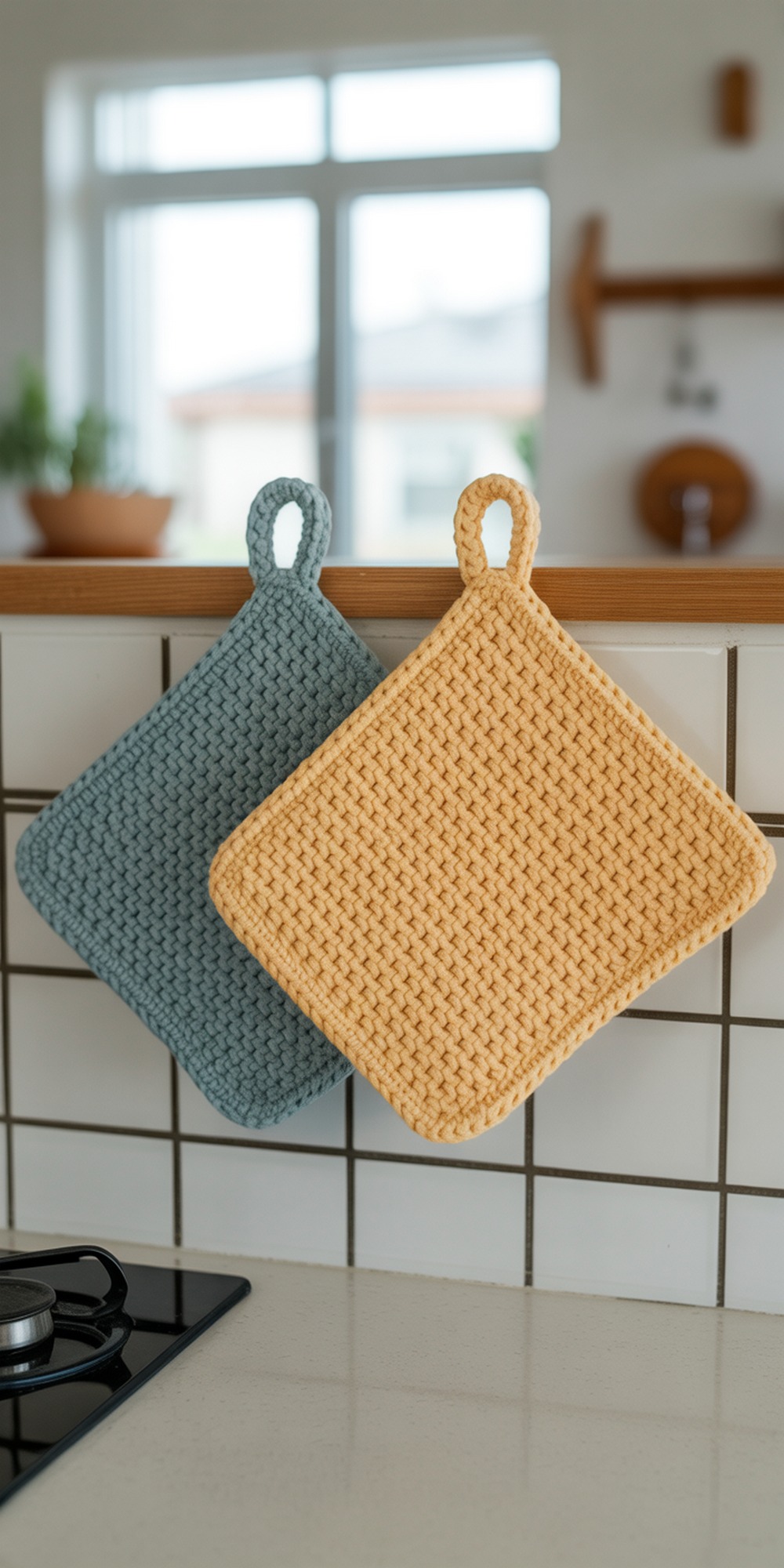 Teal & Yellow Waffle Pot Holders
