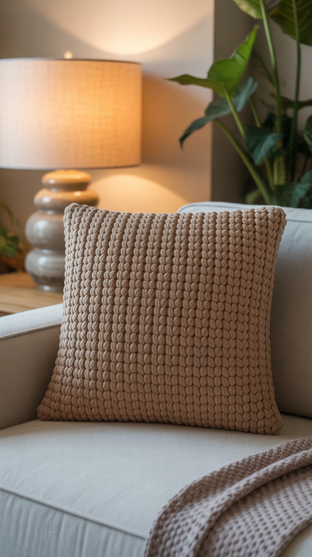 Tunisian Basketweave Pillow