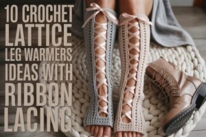 10 Crochet Lattice Leg Warmers Ideas with Ribbon Lacing
