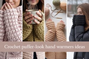 10 Crochet Puffer-Look Hand Warmers Ideas
