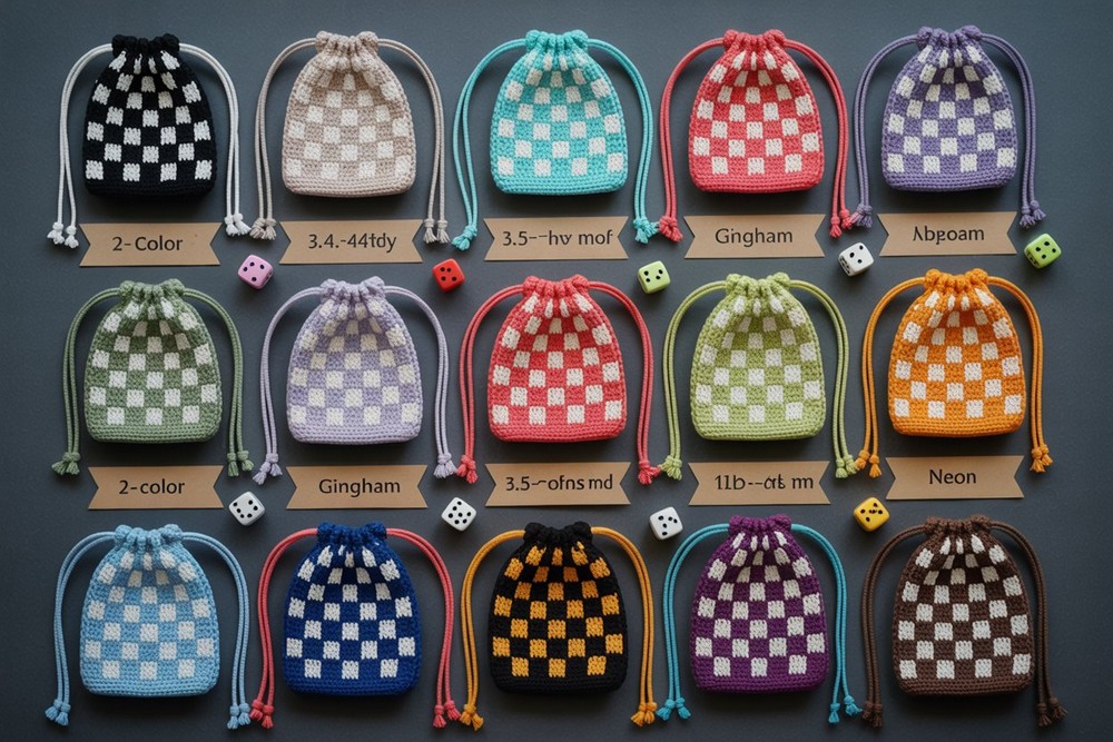 Crochet Checkerboard Dice Bag Ideas