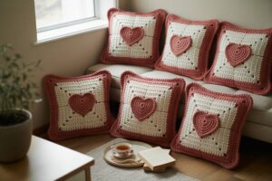 Crochet Heart Granny Floor Cushion Ideas