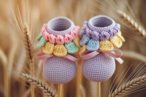 12 Crochet Tulip-Trim Baby Booties Ideas