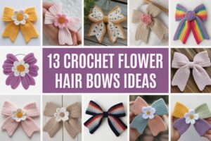 Crochet Flower Hair Bows Ideas