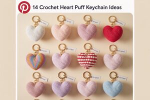 Crochet Heart Puff Keychains Ideas