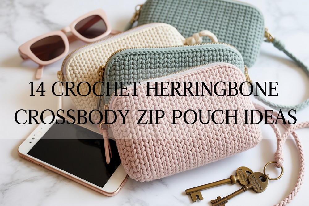 14 Crochet Herringbone Crossbody Zip Pouch Ideas