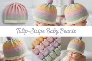 14 Crochet Tulip-Stripe Baby Beanie Ideas