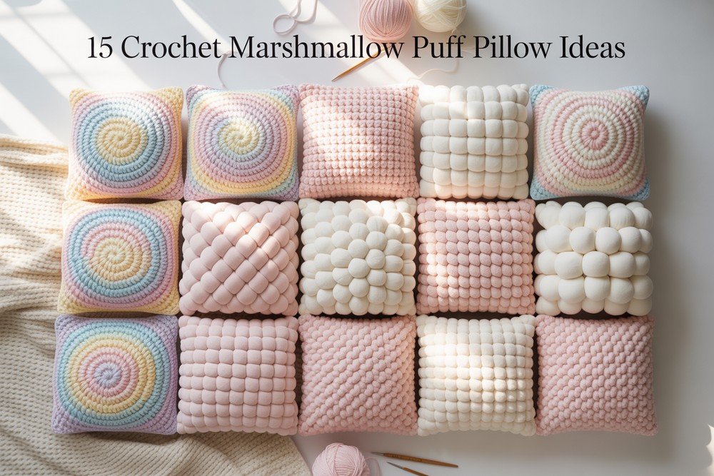 Crochet Marshmallow Puff Pillow Ideas
