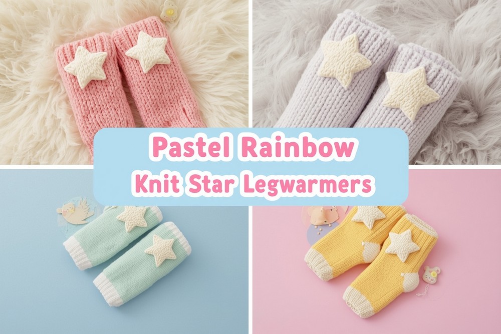 18 Pastel Rainbow Kawaii Knit Star Legwarmers