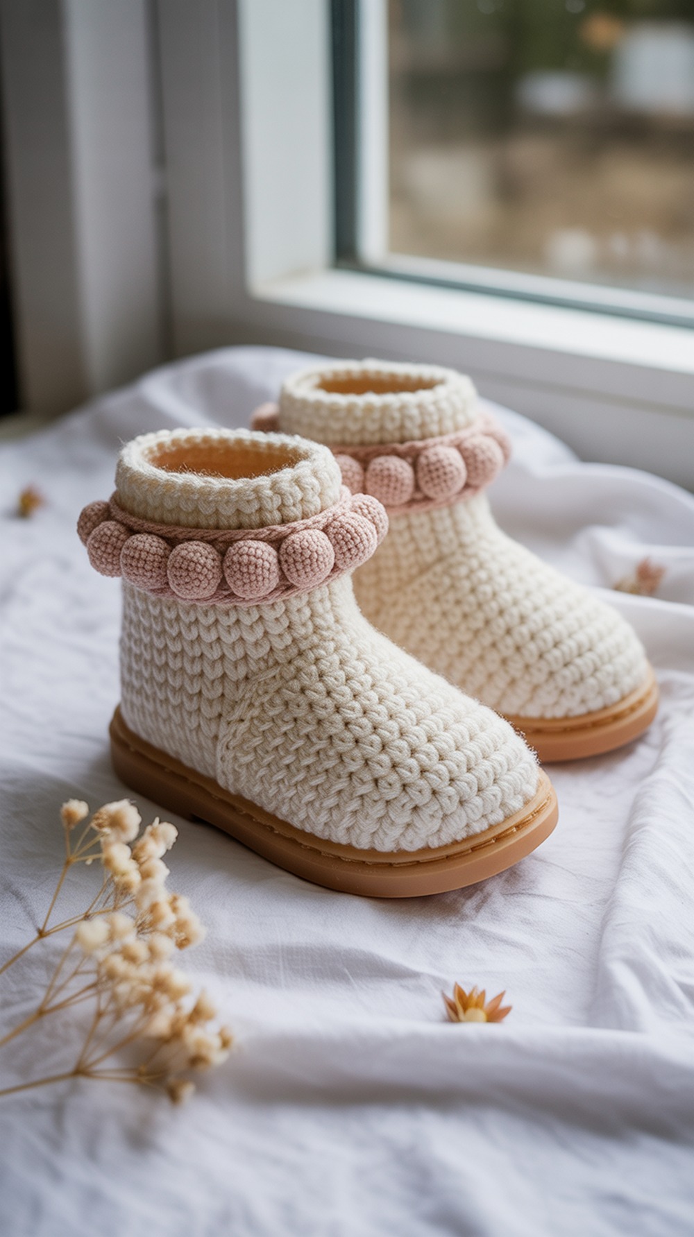 Bobble Stitch Baby Booties