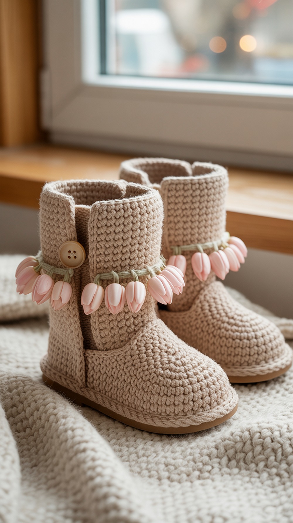 Buttoned Tulip Edge Booties