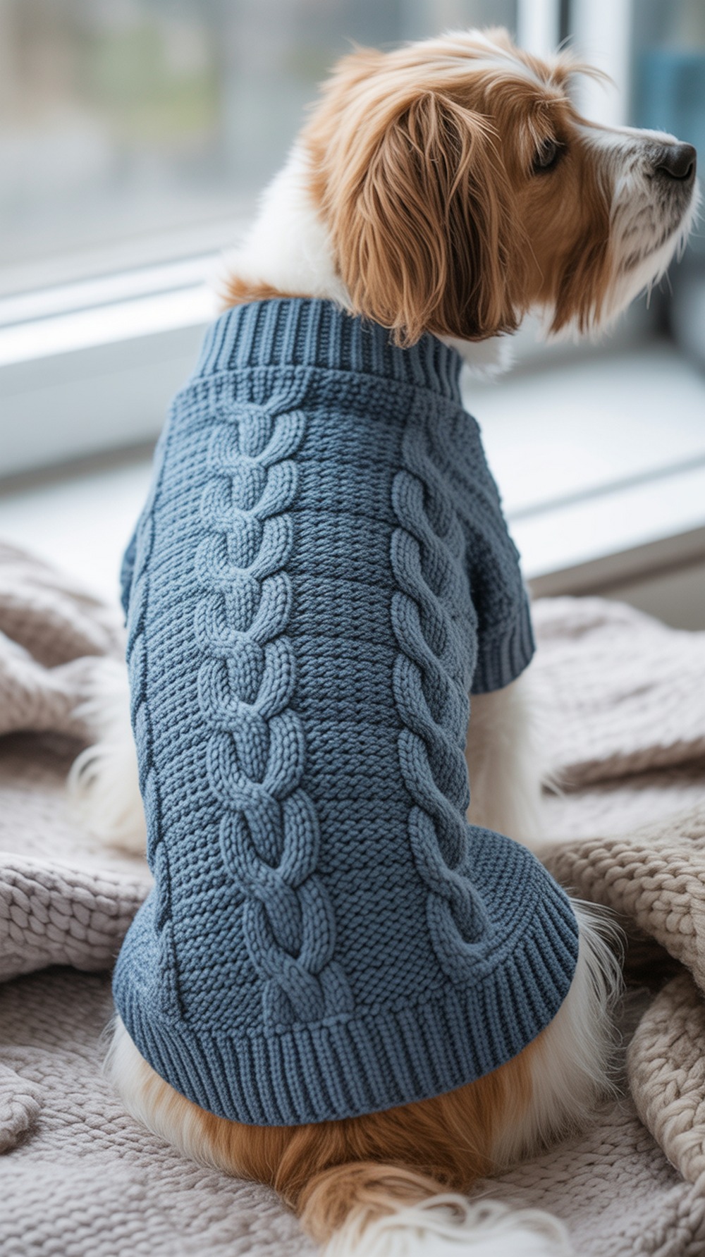 Cabled Top Down Dog Sweater