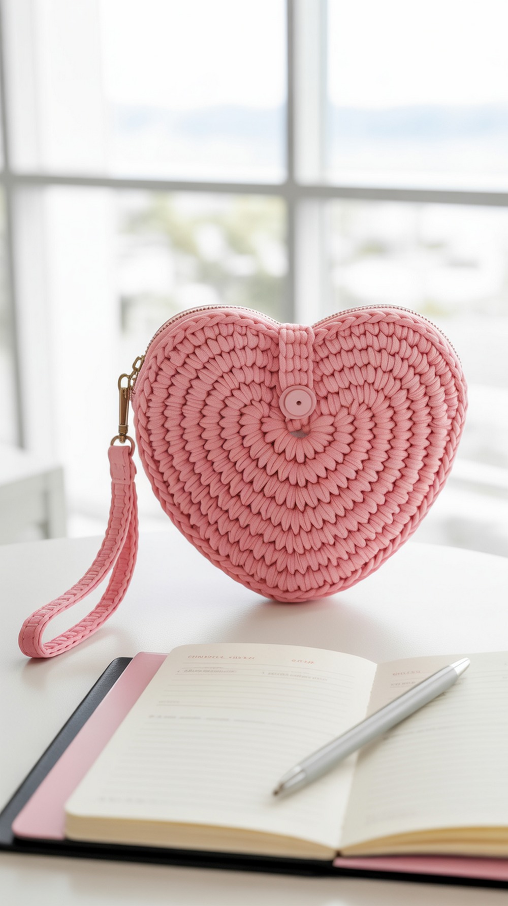 Candy Pink Heart Pouch Wristlet