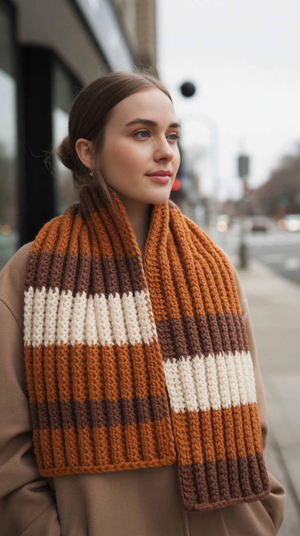 Caron Short Row Ribbed Neckwarmer