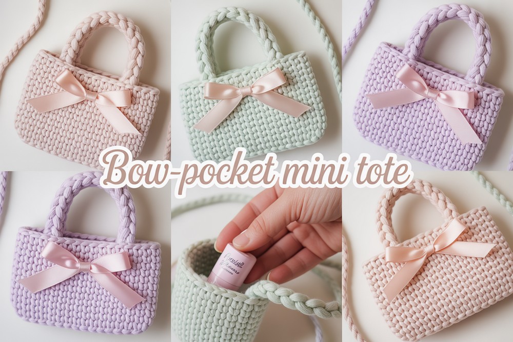 Crochet Bow-Pocket Mini Tote Ideas