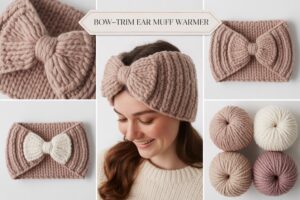 Crochet Bow-Trim Ear Muff Warmer Ideas